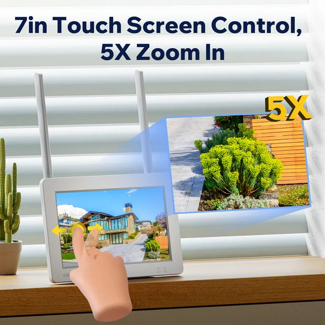 Toguard SC26 2K/3MP Wired Security Camera System Outdoor with 7" Monitor PTZ Dome Surveillance Camera WiFi Wireless Connector