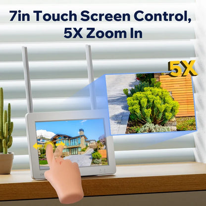 Toguard SC26 2K/3MP Wired Security Camera System Outdoor with 7" Monitor PTZ Dome Surveillance Camera WiFi Wireless Connector