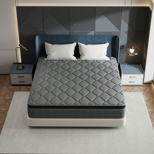 Mocangtu 12" Queen Hybrid Mattress in a Box, Gel Memory Foam with Individually Wrapped Pocket Coils, Medium Firm, Pressure Relief, Cooling Sleep Support