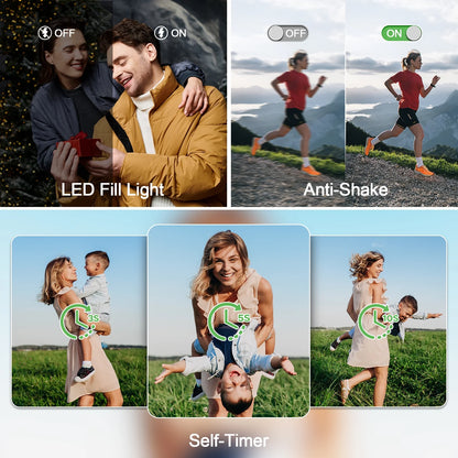 Campark AC18 72MP Digital Camera 4K/30FPS Video with 18x Zoom, 64GB Card for Beginners