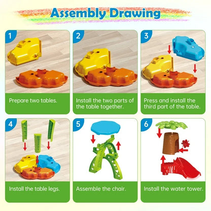 JoyStone 3 in 1 Kids Sand Water Table, 37PCS Sandbox Table Kids Activity Sensory Play Table Summer Outdoor Toys Gift for Toddler Boys Girls