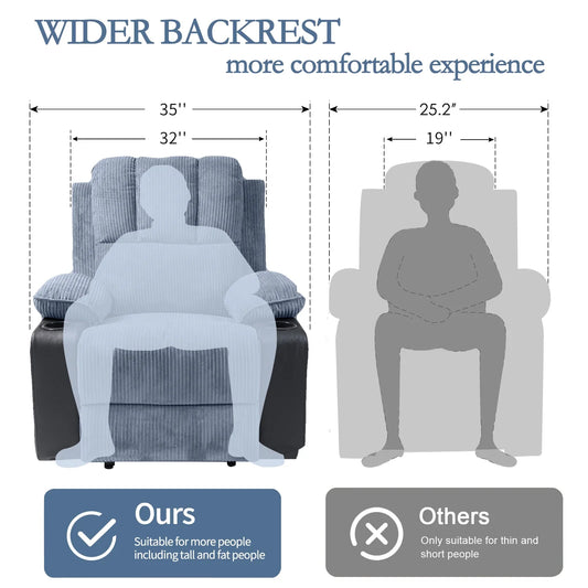 VIOLHEDO Heated Massage Recliner Chair Reclining Sofa Cup Holder Pocket