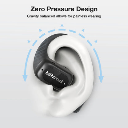 BlitzRock Open Ear Wireless Earbuds, APP Support, Deep Bass, Bluetooth V5.4 Headphone, IPX5 Waterproof Sport Earphone