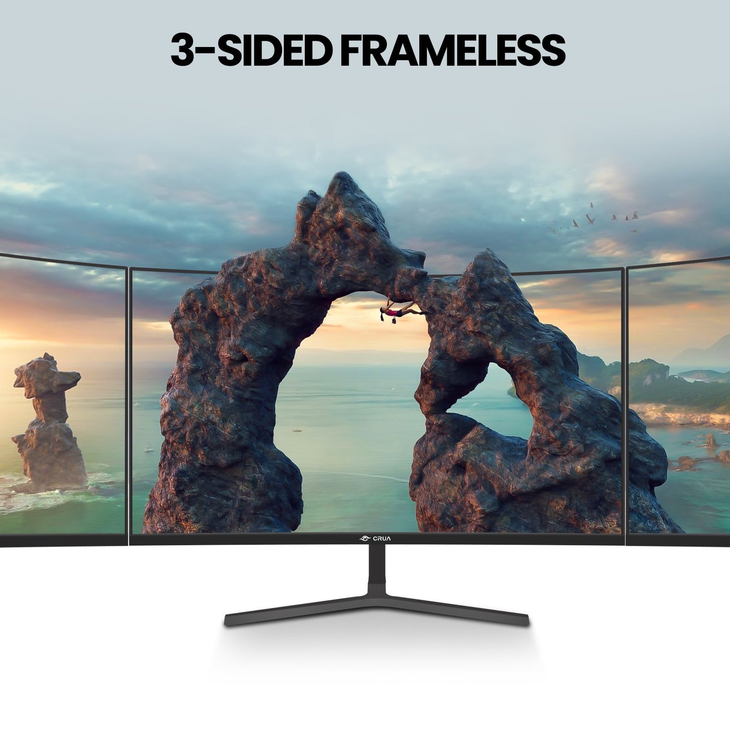 CRUA 24.5 Inch Gaming Monitor, IPS FHD(1920x1080P)/200Hz, 99% sRGB, Support FreeSync, 3-Sided Narrow Bezel, Compatible Wall Mountable(HDMI, DP), Built-in Speakers-Black