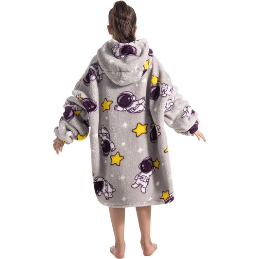 Wehilion 6-12YR Oversized Sweatshirt Hooded Blanket Sherpa Hoodie for Girls Boy Wearable Blanket Hoodie for Kids