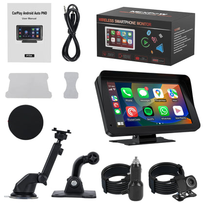 NEXPOW Wireless Carplay Screen, 7 Car Play Screen  Stereo Fit for Android Auto and Apple CarPlay  Multimedia Player, Bluetooth, for Car, Trucks, SUV New