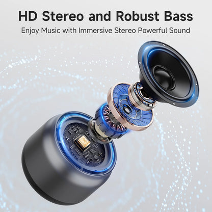 FanFun Bluetooth Speaker, Loud Stereo Sound Portable Speakers with Hand-free Calling, 15H Playtime Party Speaker for Indoor Outdoor, Gray