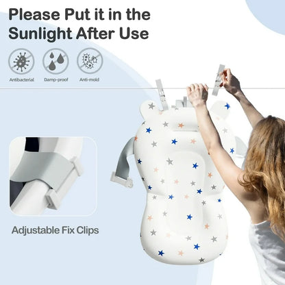 Aprpink Foldable Baby ‎Bathtub PP+TPE with Soft Cushion&Thermometer for 0-36 Months Toddler Gray