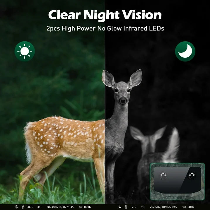 CAMPARK Trail Camera 4K 48MP Game Deer Hunting Camera with Night Vision Waterproof IP66 0.1s Trigger Time Latest Sensor Motion 120Â° Wide Angel Time-Lapse Trail Cam for Wildlife Monitor 2.0"LCD