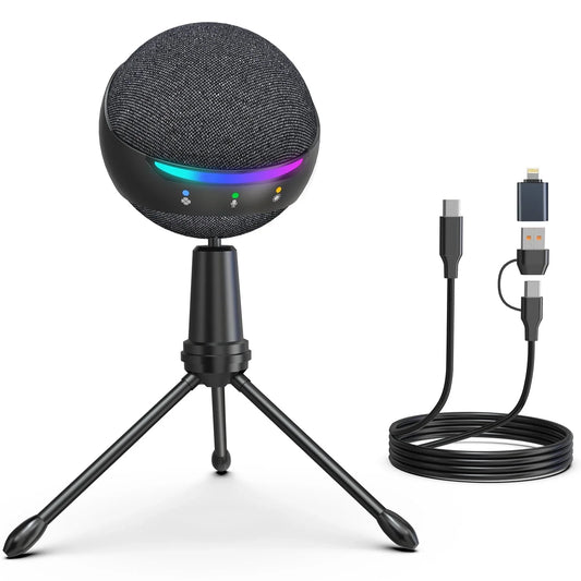 ZealSound Microphone for iPhone,USB mic for PC gaming,Phone,Touch Mute,Active Noise Cancel microphones with Echo/RGB/Volume Gain,Real Time Monitor,Podcast,ASMR Gaming Zoom YouTube Discord Twitch Vide