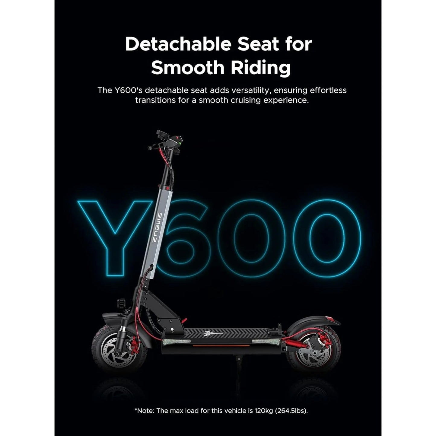 Engwe Y600 Foldable Electric Scooter for Adults,600W Motor 28MPH E-Scooter With Seat,Black