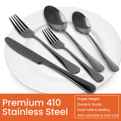 Silverware Set, 20 Piece Flatware Set for 4, Stainless Steel Tableware Cutlery Set for Home and Restaurant, Dishwasher Safe, Gun Gray