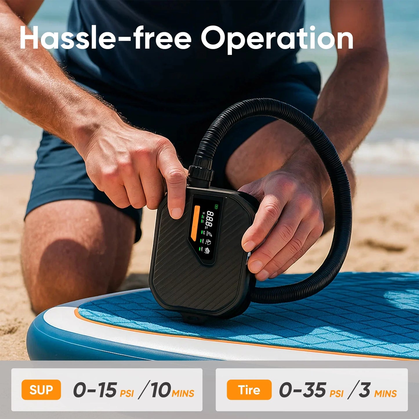 Steelite Electric Paddle Board Pump,Rechargeable 50PSI High Pressure SUP Air Pump with Auto-Off,Dual-Stage Inflation and Deflation,Portable Electric Pump for Inflatiable Bed,Boat,Tent