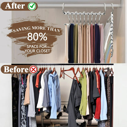 Aovky Pants Hangers Space Saving, 2 Pack Closet Organizer and Storage Clothes Jean Hangers, Multifunctional Pant Hangers Stainless Steel Anti-Slip Pants Rack for Jeans Skirts Scarf Legging Trousers