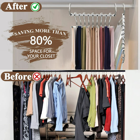 Aovky Pants Hangers Space Saving, 2 Pack Closet Organizer and Storage Clothes Jean Hangers, Multifunctional Pant Hangers Stainless Steel Anti-Slip Pants Rack for Jeans Skirts Scarf Legging Trousers