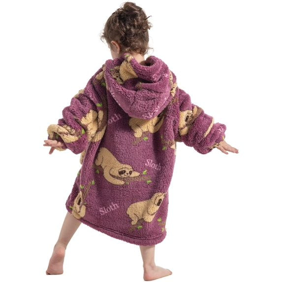 Wehilion 2-6YR Oversized Sweatshirt Hooded Blanket Sherpa Hoodie for Girls Boy Wearable Blanket Hoodie for Kids Toddlers