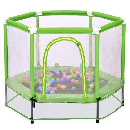 SHINPT 55 Toddlers Trampoline with Safety Enclosure Net and Ocean Balls, Indoor Outdoor Mini Trampoline for Kids Age2 9, Entertainment Trampoline for Backyard, Patio