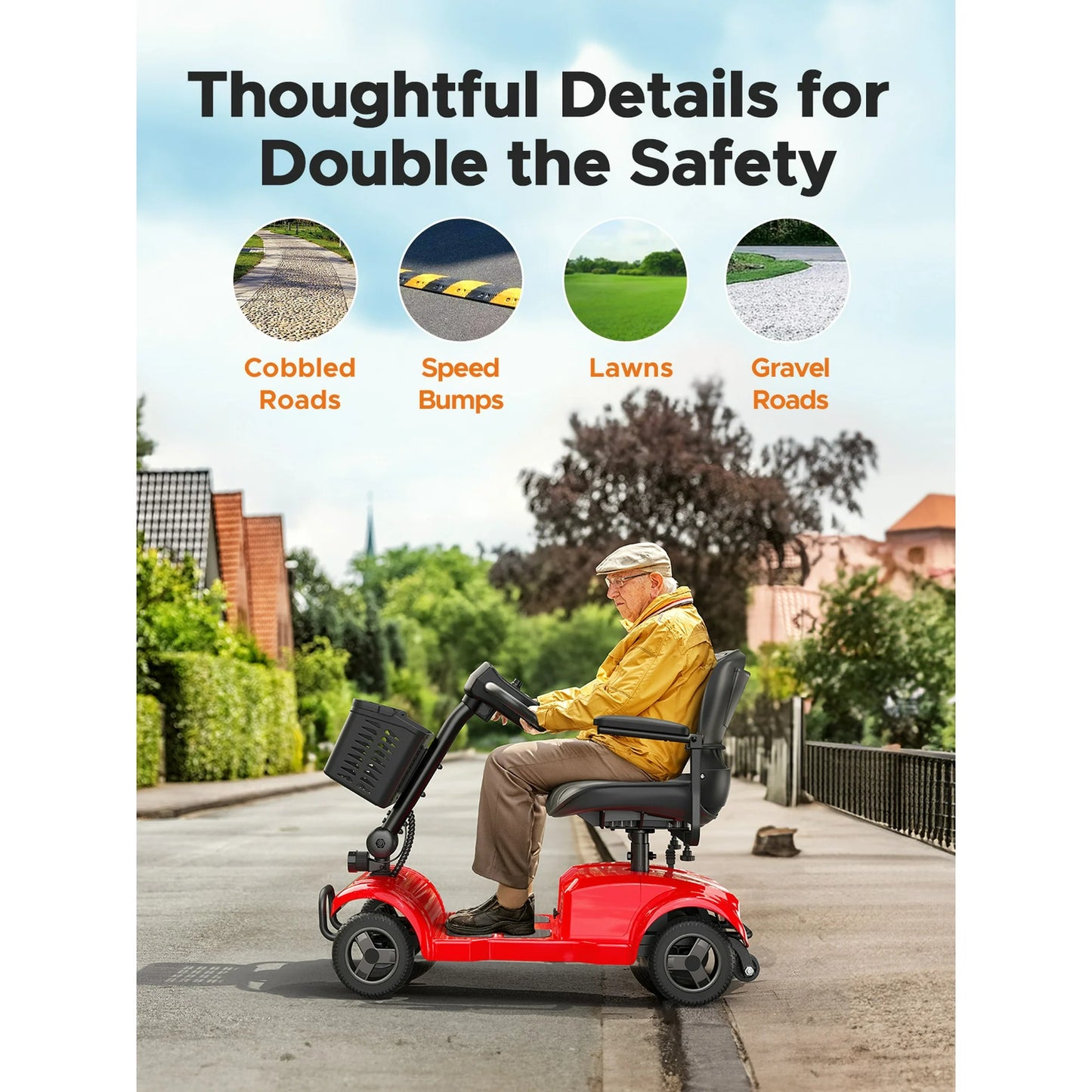 ENGWE Upgrade 4 Wheel Mobility Scooter for Seniors,Foldable Powered Mobile Wheelchair with Basket,Electirc Wheelchair for 264lbs,Blue