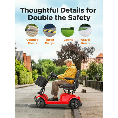 ENGWE Upgrade 4 Wheel Mobility Scooter for Seniors,Foldable Powered Mobile Wheelchair with Basket,Electirc Wheelchair for 264lbs,Blue