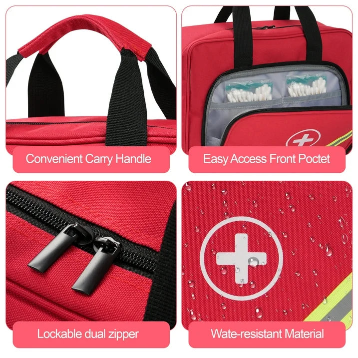 Medicine Bag Water-Resistant Large Capacity , Multi-Pocket First Aid Organizer with Adjustable Strap for Hiking Camping EMT