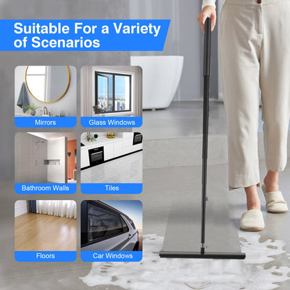 ALILYY Window Squeegee Sponge and Soft Rubber Strip With Telescopic Pole 11.4"-57.5"(29cm-146cm)