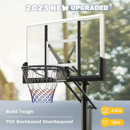 VIRNAZ 44 in. Portable Basketball Hoop & Goal with Quickly Height Adjusted 7.6 - 10 ft. for Outdoor Indoor Court