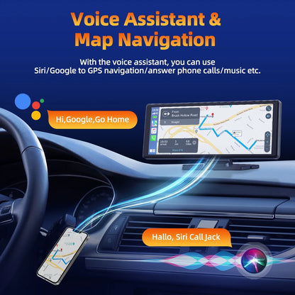Lamtto Portable Touchscreen Apple Carplay, 9.26" Wireless Carplay Screen for Car, Portable GPS Navigation for Car, Car Stereo with AirPlay, AUX/FM, Googel, Siri, Bluetooth