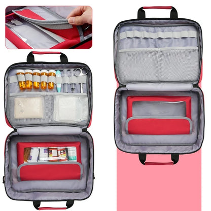 Medicine Bag Water-Resistant Large Capacity , Multi-Pocket First Aid Organizer with Adjustable Strap for Hiking Camping EMT