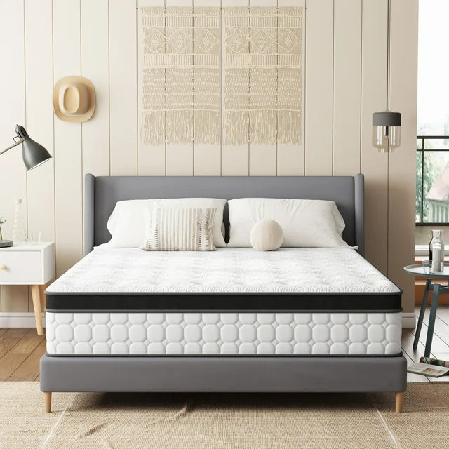 Tvdfgts 12 inch Queen Mattress,Cooling Gel Memory Foam Mattress in a Box，Individual Pocket Spring Hybrid Mattress with Pressure Relief & Motion Isolation,Soft and Comfort,Medium-Firm,CertiPUR-US