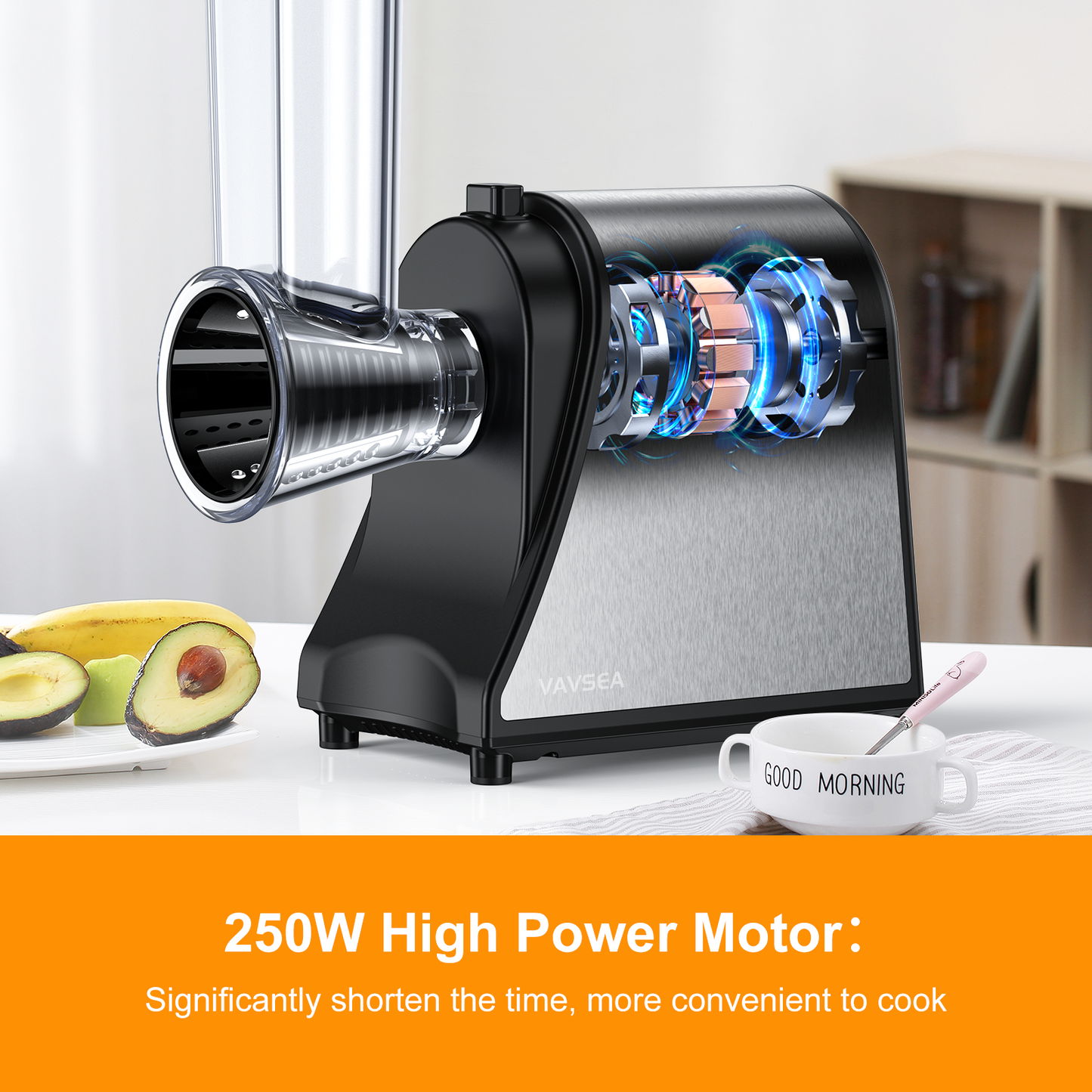 Electric Cheese Grater Shredder, Vegetable Chopper Slicer 250W Salad Maker for Home Kitchen Use with 4 Type Blades, One-Touch Easy Control