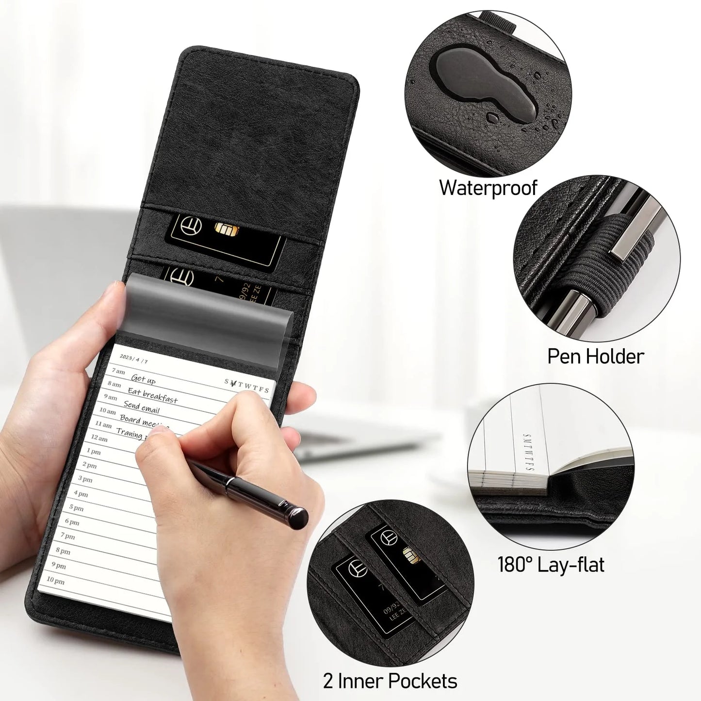 WEMATE Notepad Holder Set,for Meetings, Daily Records, and Notes Brown