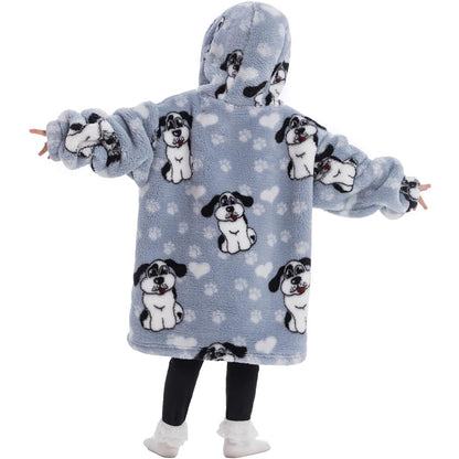 Wehilion 2-6YR Oversized Sweatshirt Blanket Hoodie for Kids Toddlers Cozy Hooded Blanket Sweatshirt with Pocket for Little Girl Boy