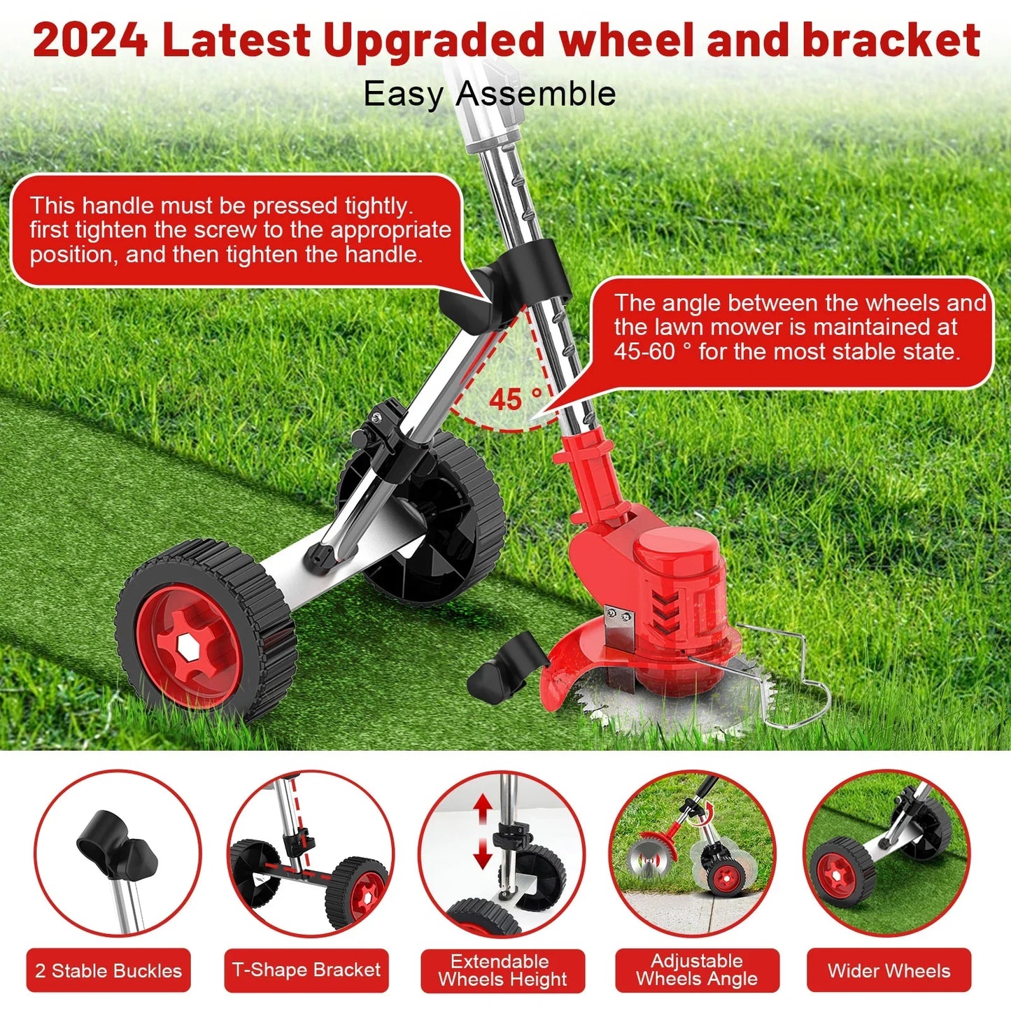 Weed Eaters Cordless with 2024 Upgraded Metal Wheels, Tanbaby 3-IN-1 Battery Powered Grass Trimmer & String Trimmer/Edger Kit for Lawn Garden Pruning/Trimming