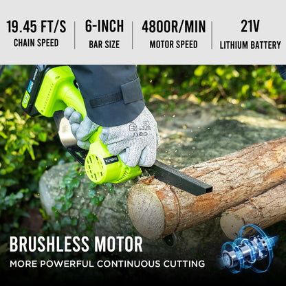 Steelite 2-in-1 Cordless Pole Saw & 6" Electric Mini Chainsaw,21V 2.0 Ah Battery Powered Brushless Pole Chainsaw ,13 FT Max Reach for Tree Trimming,5.29 lbs Lightweight,with Replacement Chain