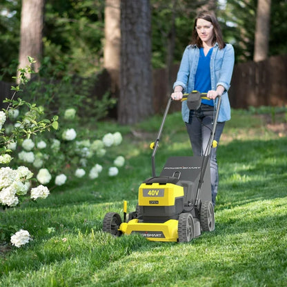 Cordless Electric 17 Lawn Mower, Segmart Battery Lawn Mower for 0.35 Acre lawns, 17Inch Cutting Deck, 5 Mowing Heights, Yellow