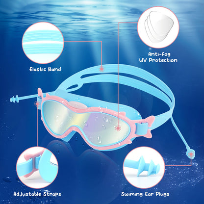 Kids Swim Goggles for Age 3-15 Boys Girls, 2 Pack Swimming Goggles