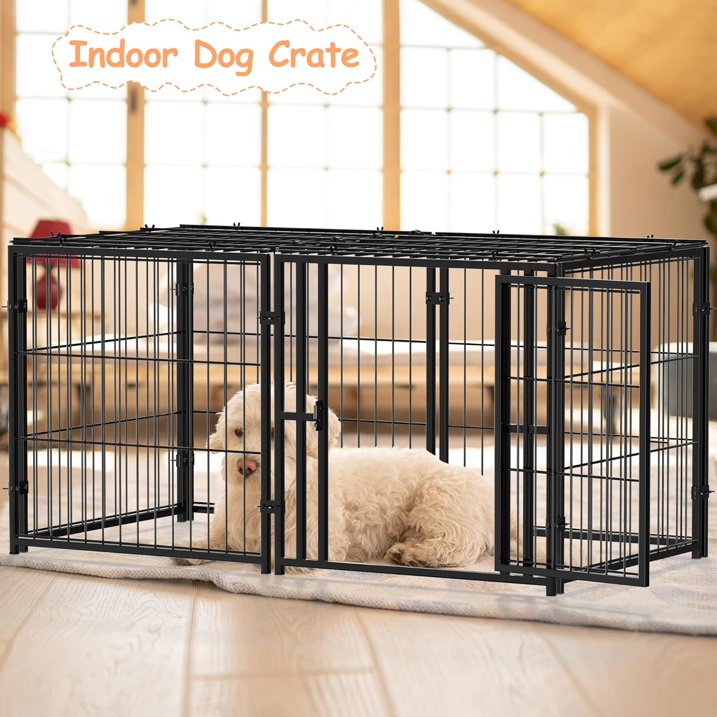 Suchown Dog Crate for Small to Large Dogs, Indoor Dog Kennel with Playpen, Pet Cage, 48 L  25.6 W  24 H