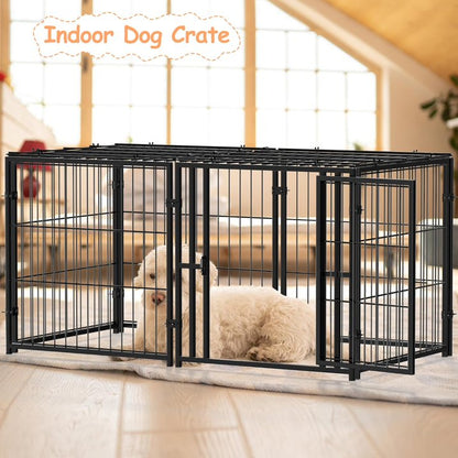 Suchown Dog Crate for Small to Large Dogs, Indoor Dog Kennel with Playpen, Pet Cage, 48 L  25.6 W  24 H