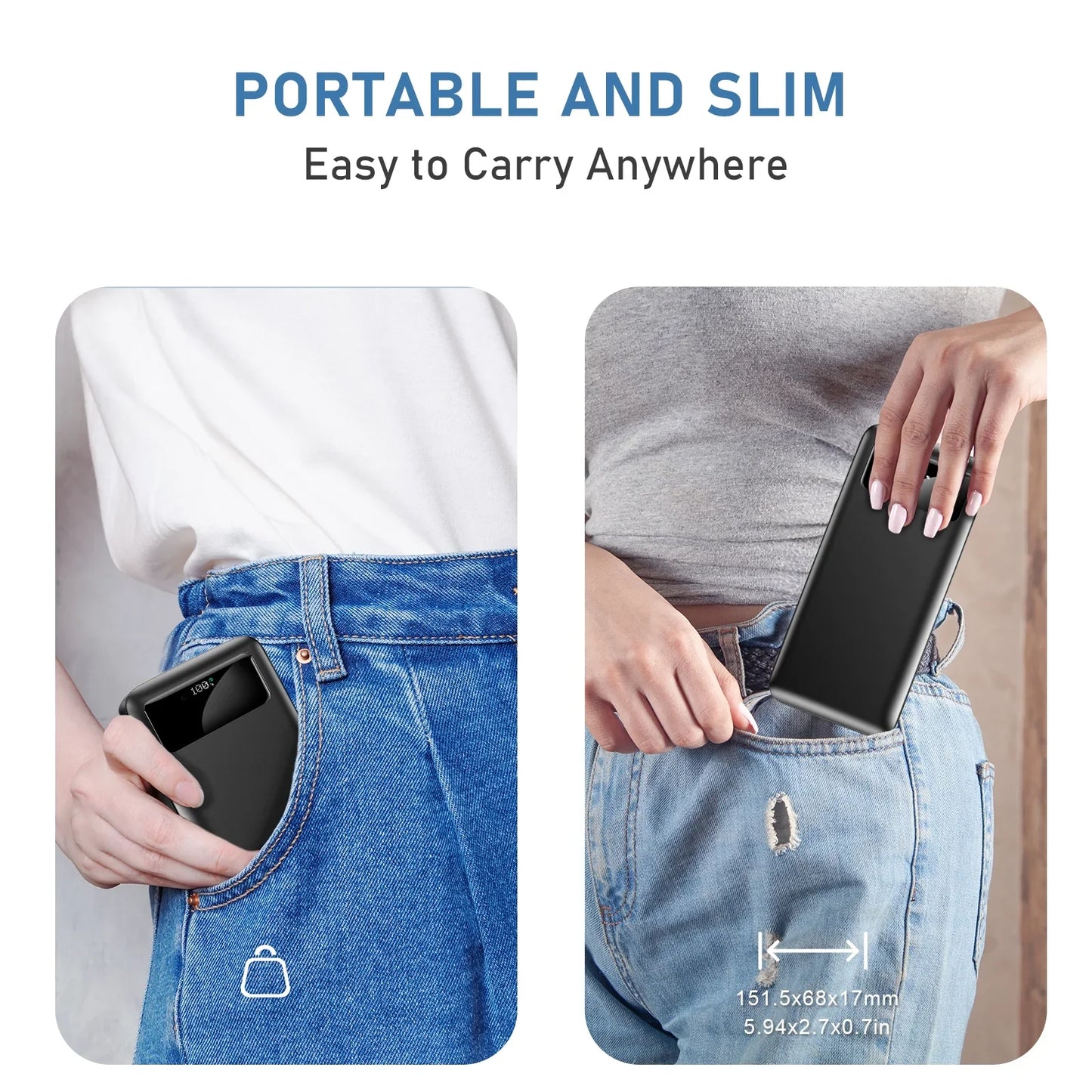 Yelomin 20000mAh Portable Charger Power Bank with Built in Cables Fast Charging Battery Pack for iPhone,iPad,Galaxy,Android,Pixel,Tablet and More-Travel Essentials(Black)