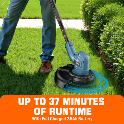 SENIX 20V 10 Cordless Weed Eater, Grass Trimmer, Rotating Split Shaft, Angle adjust Assistant Grip, Auto Line Feed w/ 2.0Ah Battery  Charger, GTX2 L