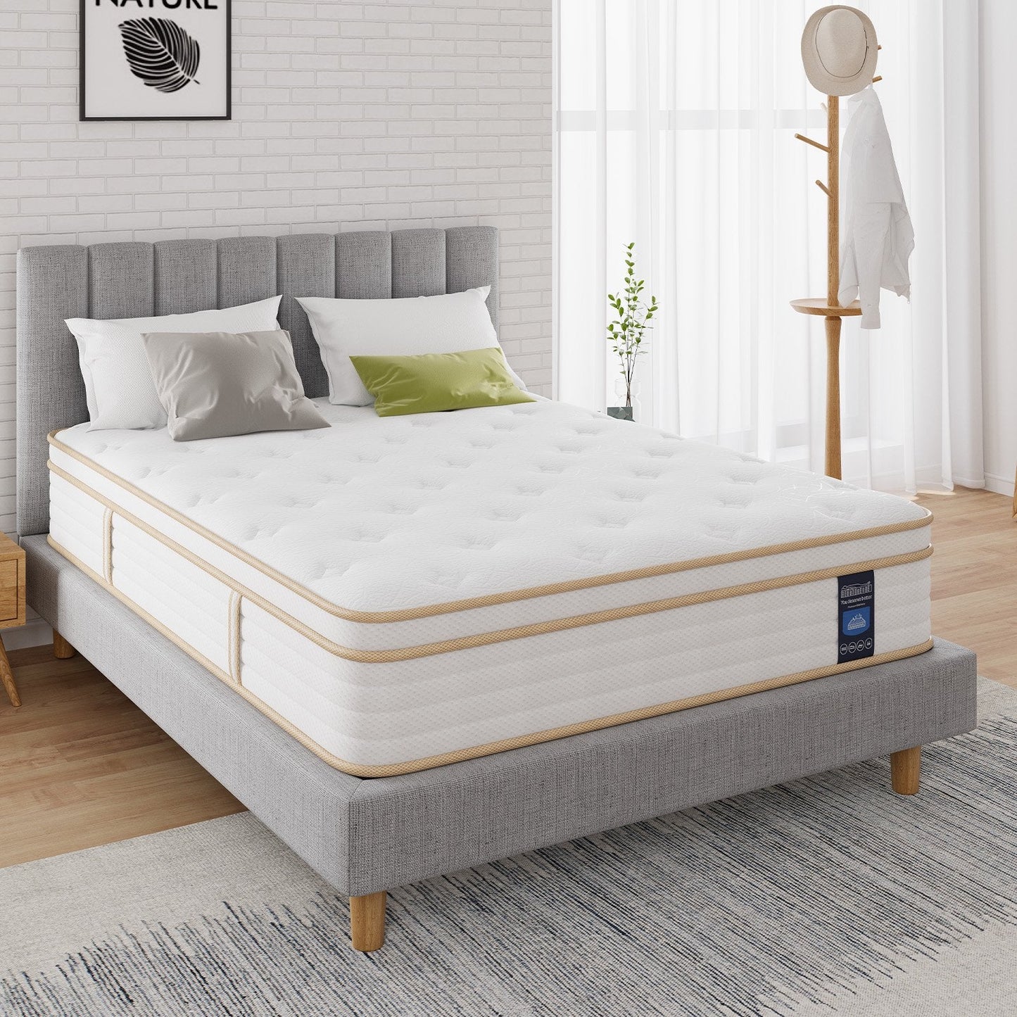 Full Mattress, 10 Inch Memory Foam Hybrid Mattress in a Box, Pocket Spring Mattress, Medium Firm, Motion Isolation, Pressure Relief, CertiPUR-US