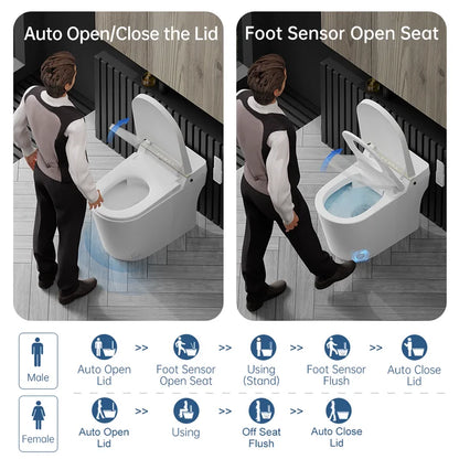 Smart Bidet Toilet, Auto Open/Close Lid, One Piece Toilet Bidet Thankless, LED Display