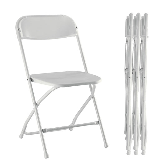 edx 4-Pack Folding Chair, Indoor Portable, Stackable for Events, Offices, Weddings and Restaurants, White