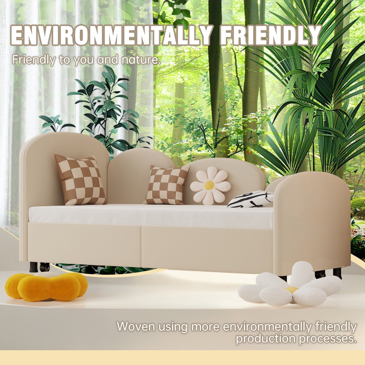 VLDTDRDI Twin Size Daybed with Trundle,Velvet Upholstered Sofa Bed Daybed Frame,Solid Wood Daybed for Bedroom Living Room Kids Room