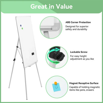 Easel Whiteboard-VUSIGN Magnetic Portable White Board 36 x 24, Tripod Height Adjustable, Easel Stand White Board for School or Office & Teaching at Home