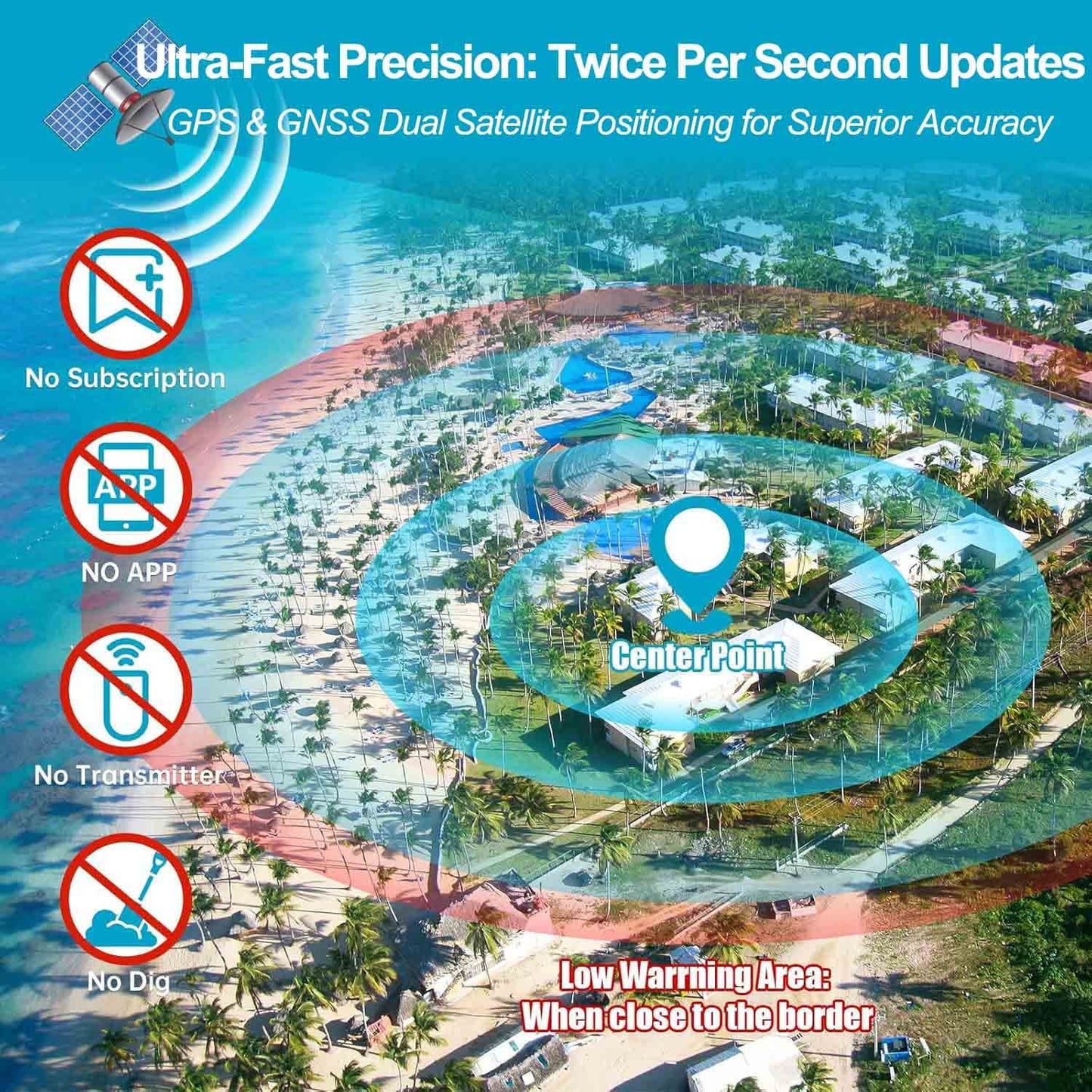 GPS Wireless Dog Fence System, CICPAP Electric Dog Collar Fence with Satellite GPS, Waterproof & Rechargeable, 3 Training Modes, 15~2200 Yards Range for Outdoor Pet Containment