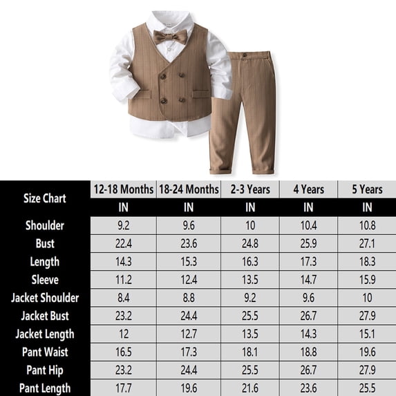 Wehilion 4 Pcs Baby Boys Gentleman Bowtie Formal Outfit Suits Children's double breasted vest suit set Tuxedo Wedding Party Suit