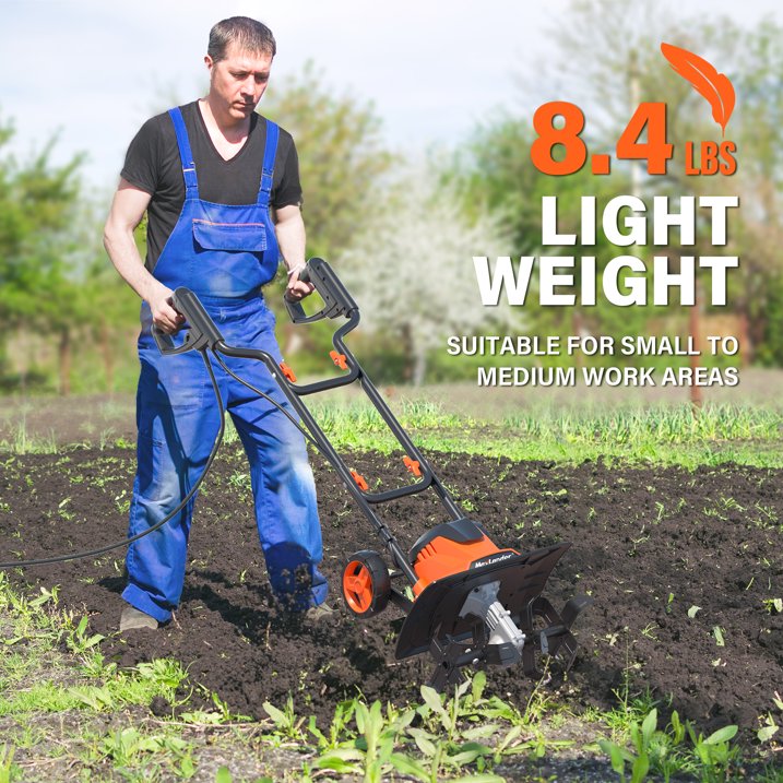 MAXLANDER Tine Tiller,14 Inch 12 Amp Corded Tiller with Foldable Handle, Electric Tiller Cultivator for Lawn Yard Soil Cultivation