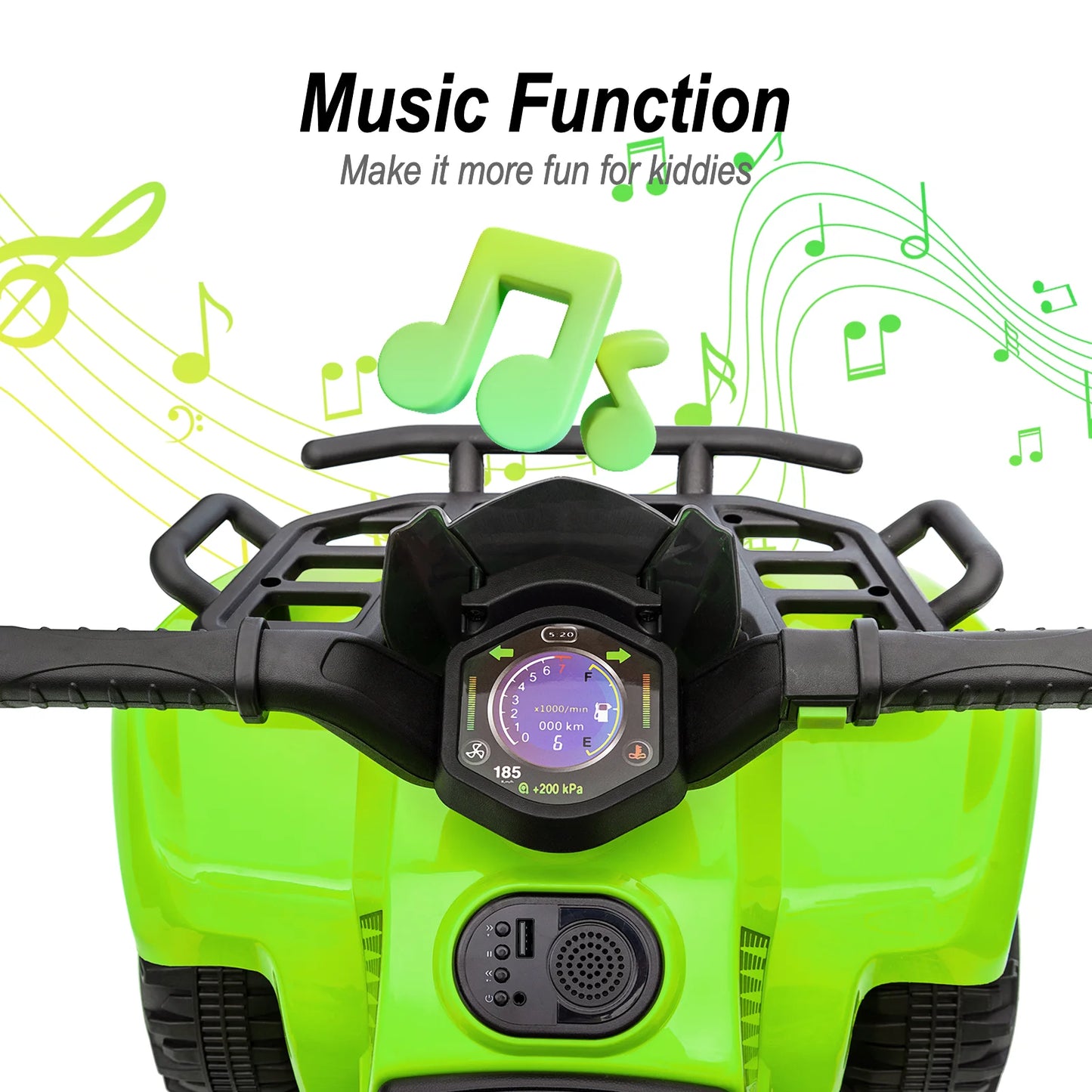 Hikiddo 6V Kids ATV, 4-Wheeler Ride on Toy for Toddlers Aged 1-3 Boys & Girls with Music - Green