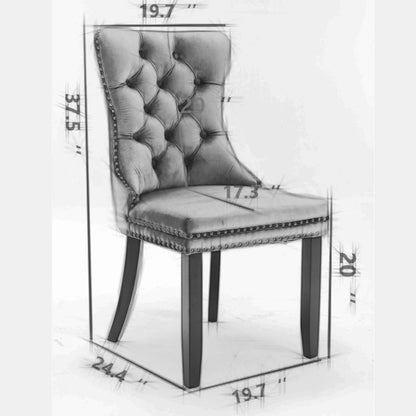 Sumdeal Mid-Century Modern Dining Chairs with Lion Head Pull Ring - High-End Tufted Velvet Upholstered Accent Chairs with Golden Legs & Nailhead Trim,Red,Set of 4